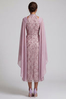 Load image into Gallery viewer, Floral Fog A Line Beaded Midi Mother of the Bride Dress with Pockets