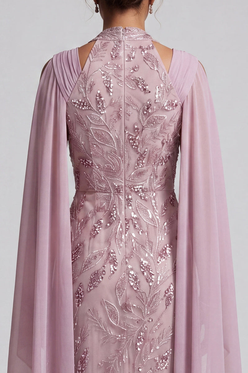 Load image into Gallery viewer, Floral Fog A Line Beaded Midi Mother of the Bride Dress with Pockets
