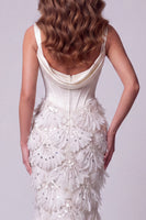 Load image into Gallery viewer, Sparkly Ivory Corset Floral Cowl Neck Mermaid Long Evening Dress