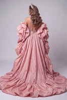 Load image into Gallery viewer, Sparkly Pink Corset Mermaid Strapless Sequins Long Evening Dress with Cape