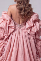 Load image into Gallery viewer, Sparkly Pink Corset Mermaid Strapless Sequins Long Evening Dress with Cape