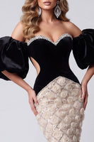 Load image into Gallery viewer, Sparkly Black Sequins Cut Out Mermaid Long Evening Dress with Sleeves