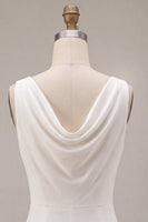 Load image into Gallery viewer, Simple White Sheath Satin Cowl Neck Maxi Engagement Dress