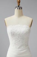 Load image into Gallery viewer, White Strapless Ruched Tight Short Corset Lace Graduation Dress
