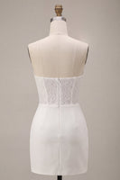 Load image into Gallery viewer, White Strapless Ruched Tight Short Corset Lace Graduation Dress