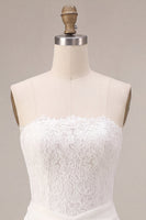 Load image into Gallery viewer, White Strapless Ruched Tight Short Corset Lace Graduation Dress