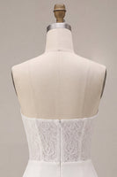 Load image into Gallery viewer, White Strapless Ruched Tight Short Corset Lace Graduation Dress