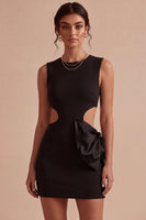 Load image into Gallery viewer, White Cut Out Round Neck Tight Short Graduation Dress with Bow