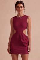 Load image into Gallery viewer, White Cut Out Round Neck Tight Short Graduation Dress with Bow
