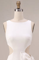 Load image into Gallery viewer, White Cut Out Round Neck Tight Short Graduation Dress with Bow