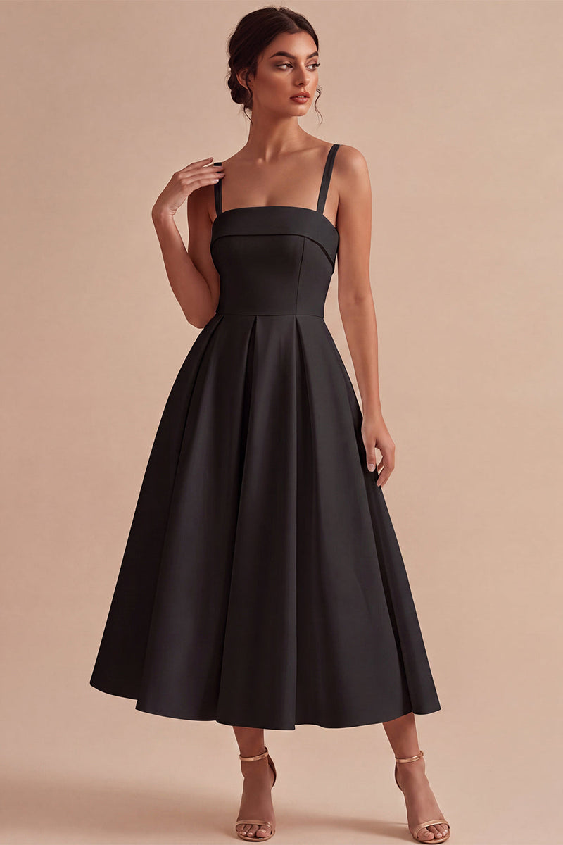 Load image into Gallery viewer, White Satin A-Line Ruched Square Neck Midi Engagement Dress