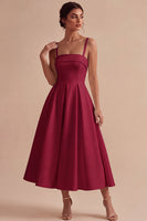 Load image into Gallery viewer, White Satin A-Line Ruched Square Neck Midi Engagement Dress