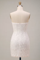 Load image into Gallery viewer, White Lace Floral Tight Sweetheart Short Corset Graduation Dress