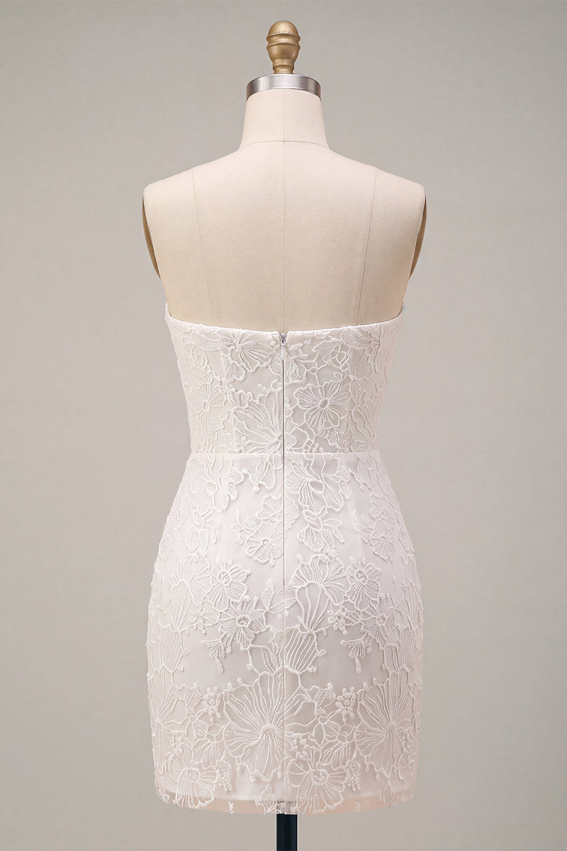 Load image into Gallery viewer, White Lace Floral Tight Sweetheart Short Corset Graduation Dress