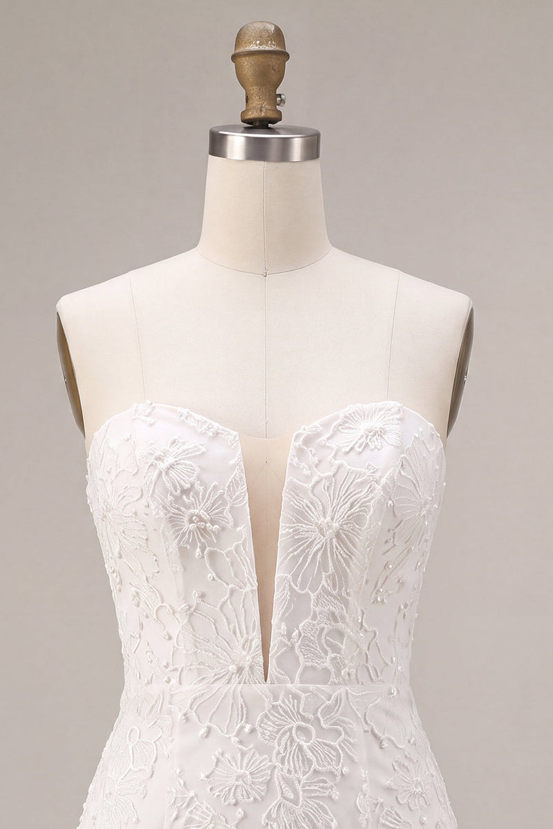 Load image into Gallery viewer, White Lace Floral Tight Sweetheart Short Corset Graduation Dress