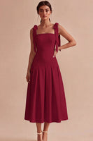 Load image into Gallery viewer, White A-Line Ruched Square Neck Midi Engagement Dress with Bows