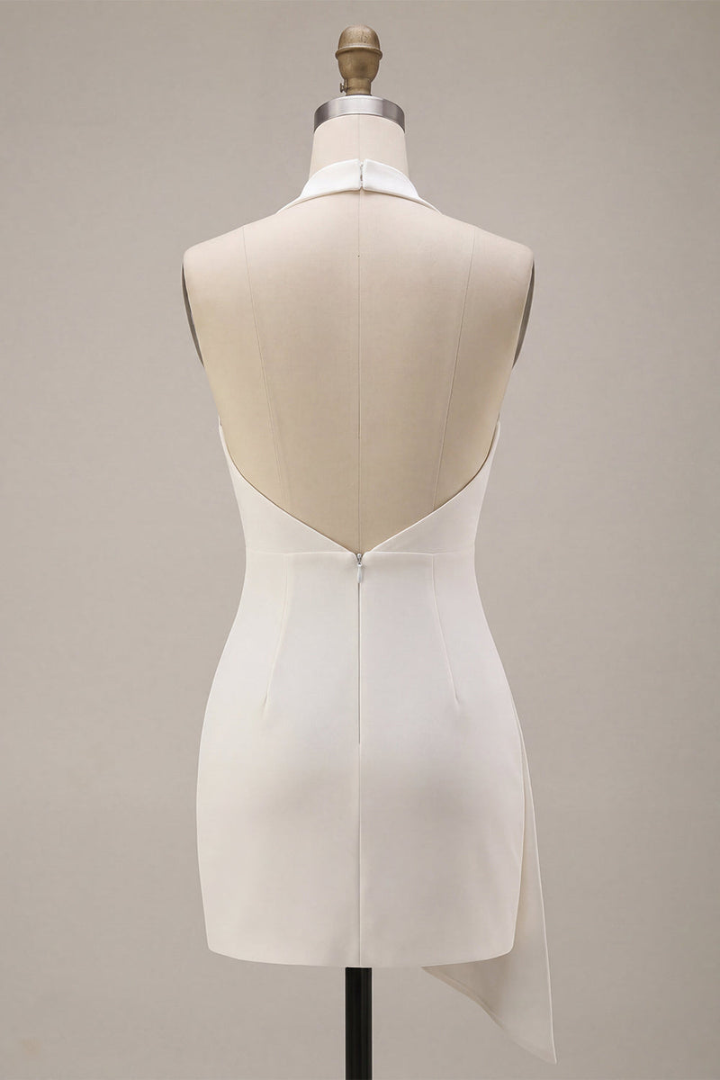 Load image into Gallery viewer, Black Tight Cowl Neck Halter Short Graduation Dress with Sash