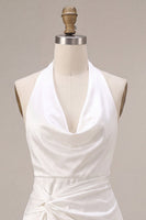 Load image into Gallery viewer, Black Tight Cowl Neck Halter Short Graduation Dress with Sash