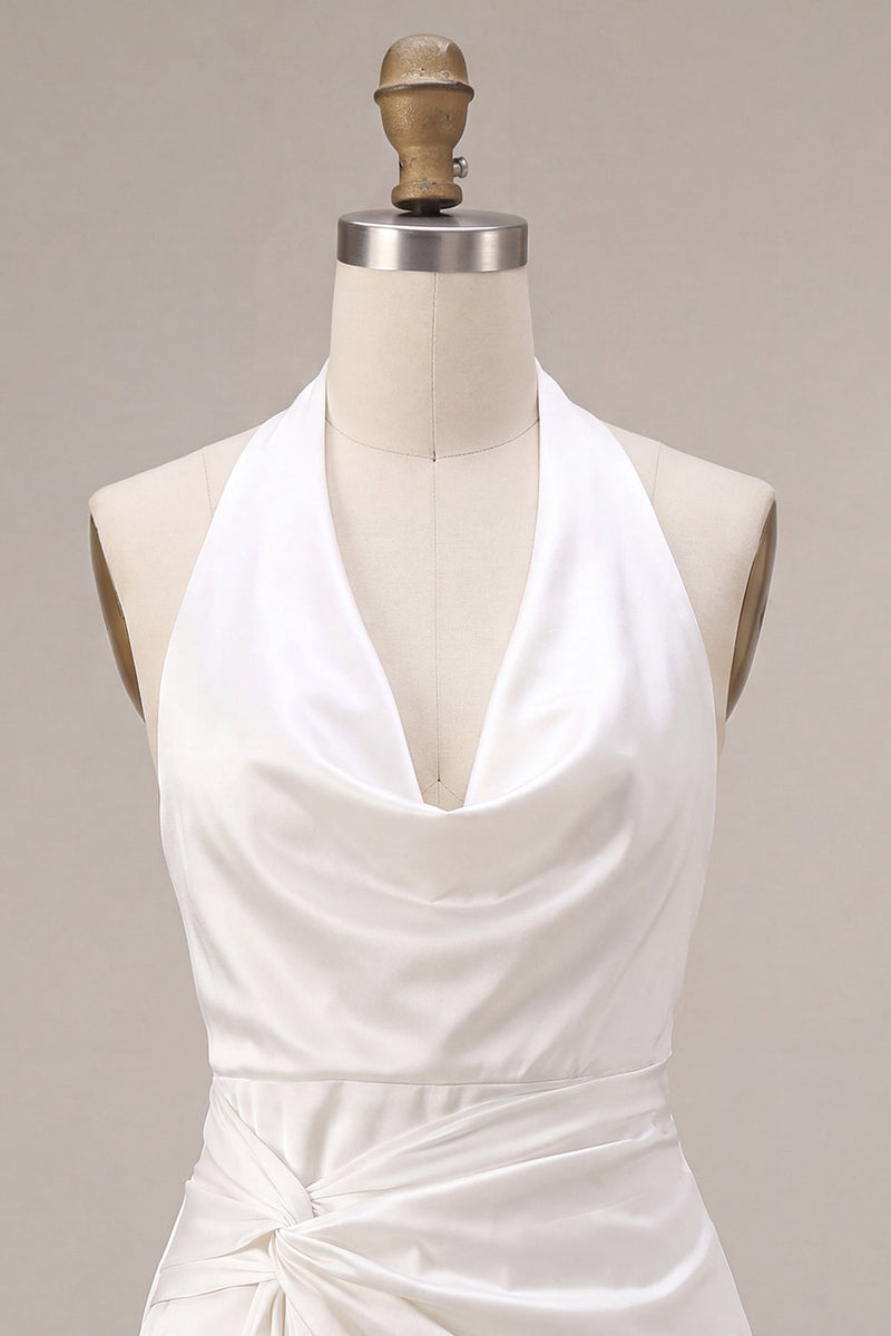 Load image into Gallery viewer, Black Tight Cowl Neck Halter Short Graduation Dress with Sash