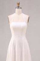 Load image into Gallery viewer, Simple White Halter A-Line Midi Beach Engagement Dress