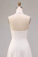 Load image into Gallery viewer, Simple White Halter A-Line Midi Beach Engagement Dress