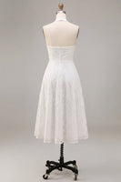 Load image into Gallery viewer, Simple White Halter A-Line Midi Beach Engagement Dress