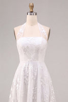 Load image into Gallery viewer, Simple White Halter A-Line Midi Beach Engagement Dress