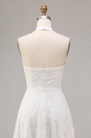 Load image into Gallery viewer, Simple White Halter A-Line Midi Beach Engagement Dress