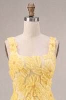 Load image into Gallery viewer, Sparkly Light Yellow Floral A Line Beaded Short Cocktail Dress