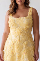 Load image into Gallery viewer, Sparkly Light Yellow Floral A Line Beaded Short Cocktail Dress