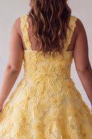 Load image into Gallery viewer, Sparkly Light Yellow Floral A Line Beaded Short Cocktail Dress