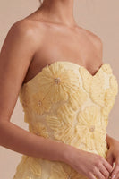 Load image into Gallery viewer, Sparkly Light Yellow A Line Sweetheart Short Cocktail Dress with 3D Flowers