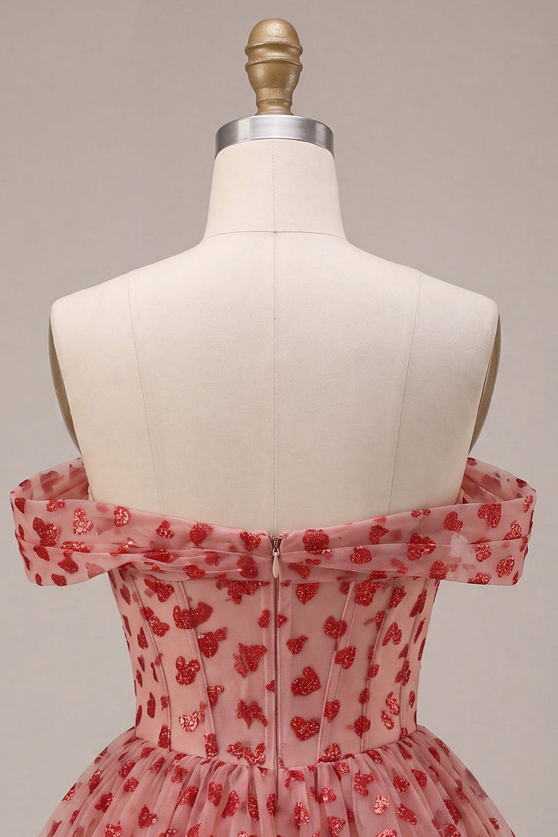 Load image into Gallery viewer, Red Sparkly Corset A Line Sequins Ruffled Short Cocktail Dress