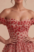 Load image into Gallery viewer, Red Sparkly Corset A Line Sequins Ruffled Short Cocktail Dress