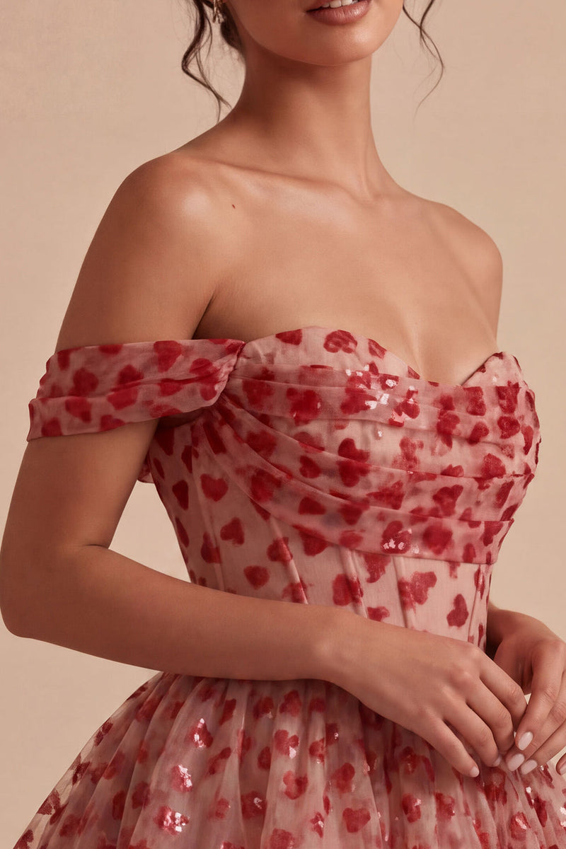 Load image into Gallery viewer, Red Sparkly Corset A Line Sequins Ruffled Short Cocktail Dress