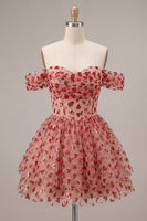 Load image into Gallery viewer, Red Sparkly Corset A Line Sequins Ruffled Short Cocktail Dress