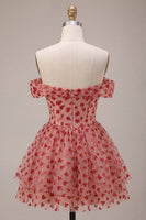 Load image into Gallery viewer, Red Sparkly Corset A Line Sequins Ruffled Short Cocktail Dress