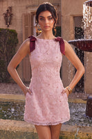 Load image into Gallery viewer, Sparkly Pink Floral Beaded Tight Mini Cocktail Dress with Pockets