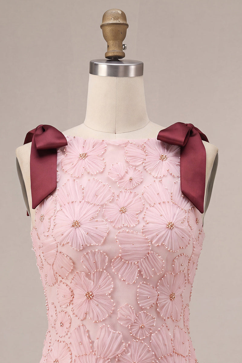 Load image into Gallery viewer, Sparkly Pink Floral Beaded Tight Mini Cocktail Dress with Pockets