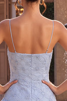 Load image into Gallery viewer, Sparkly Dusty Blue Floral Tight Ruffled Mini Cocktail Dress