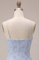 Load image into Gallery viewer, Sparkly Dusty Blue Floral Tight Ruffled Mini Cocktail Dress