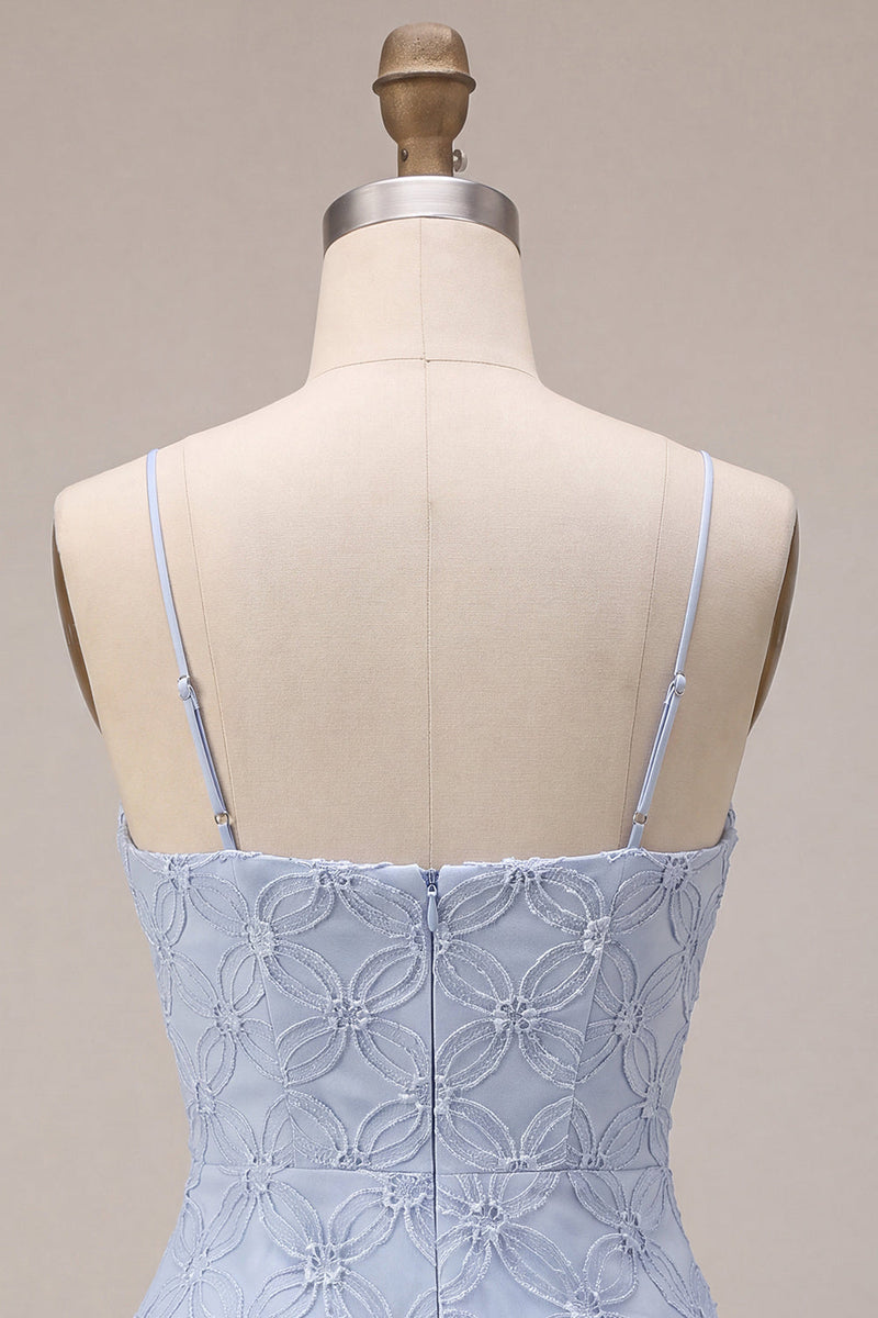 Load image into Gallery viewer, Sparkly Dusty Blue Floral Tight Ruffled Mini Cocktail Dress