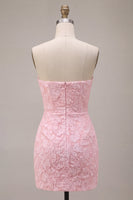 Load image into Gallery viewer, Pink Floral Tight Corset Mini Cocktail Dress with Bow