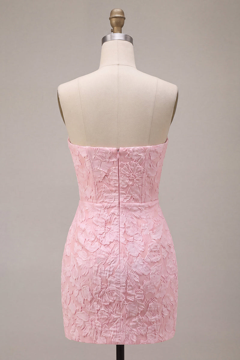 Load image into Gallery viewer, Pink Floral Tight Corset Mini Cocktail Dress with Bow