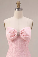 Load image into Gallery viewer, Pink Floral Tight Corset Mini Cocktail Dress with Bow