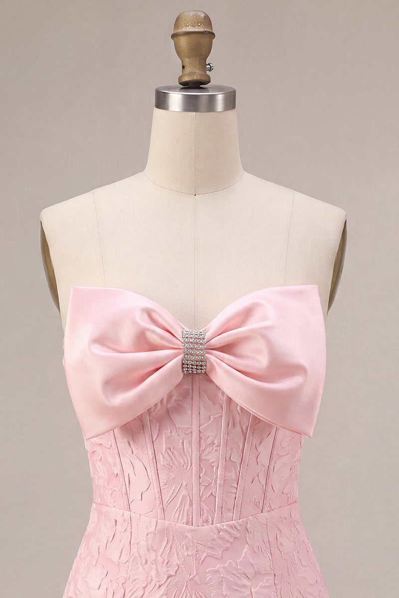 Load image into Gallery viewer, Pink Floral Tight Corset Mini Cocktail Dress with Bow