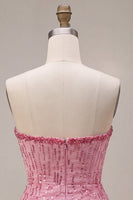 Load image into Gallery viewer, Sparkly Pink Strapless A Line Sequins Mini Bubble Cocktail Dress