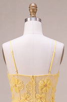 Load image into Gallery viewer, Floral A Line Yellow Sparkly Beaded Corset Short Cocktail Dress