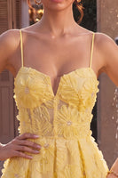Load image into Gallery viewer, Floral A Line Yellow Sparkly Beaded Corset Short Cocktail Dress