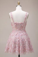 Load image into Gallery viewer, Lilac Floral Sparkly Beaded A Line Short Cocktail Dress